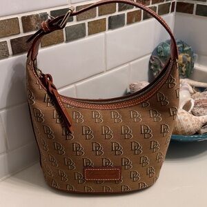Dooney & Bourke Brown Monogram Crescent Hobo